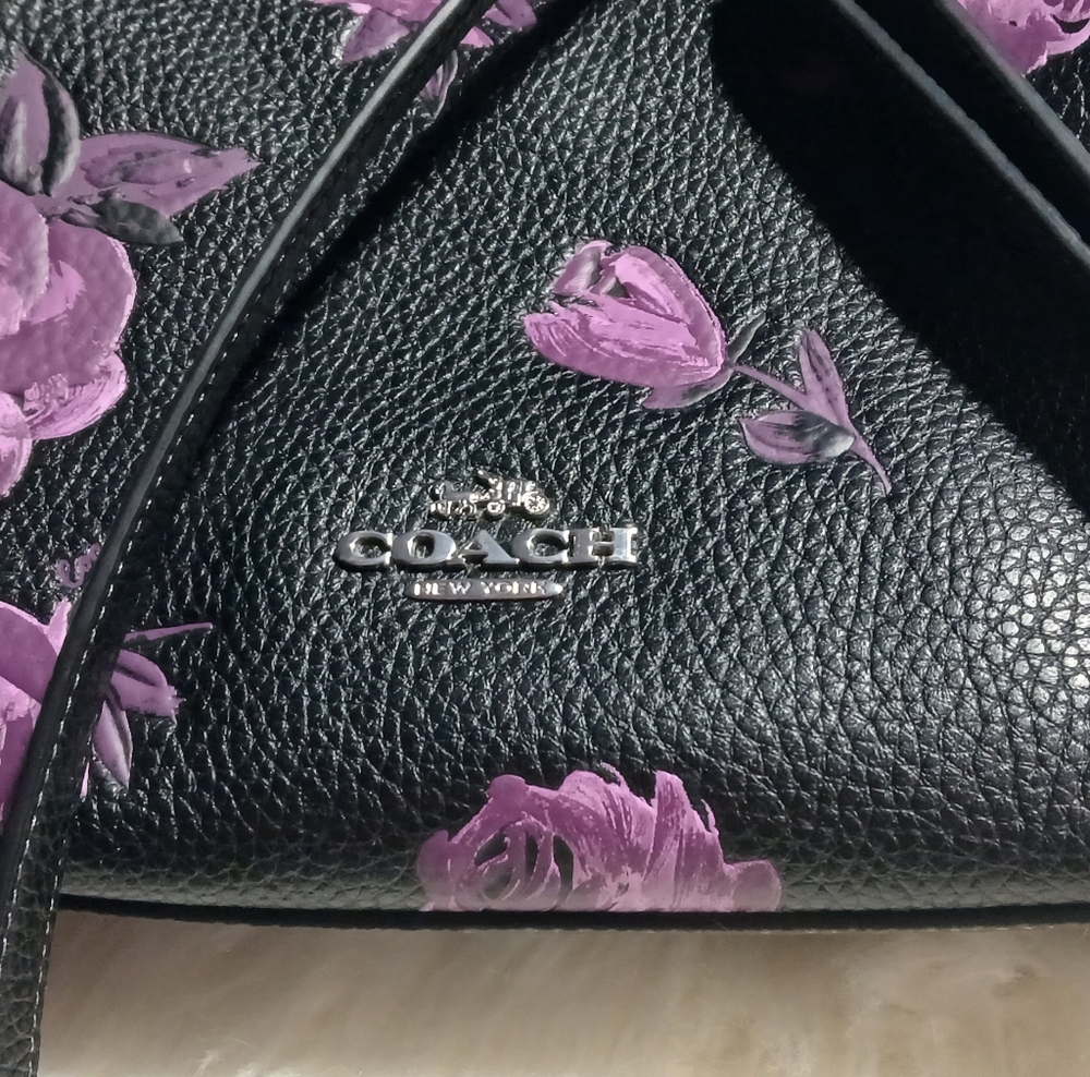 Coach Black and Purple Floral Laurel Shoulder Bag - Picture 3 of 12